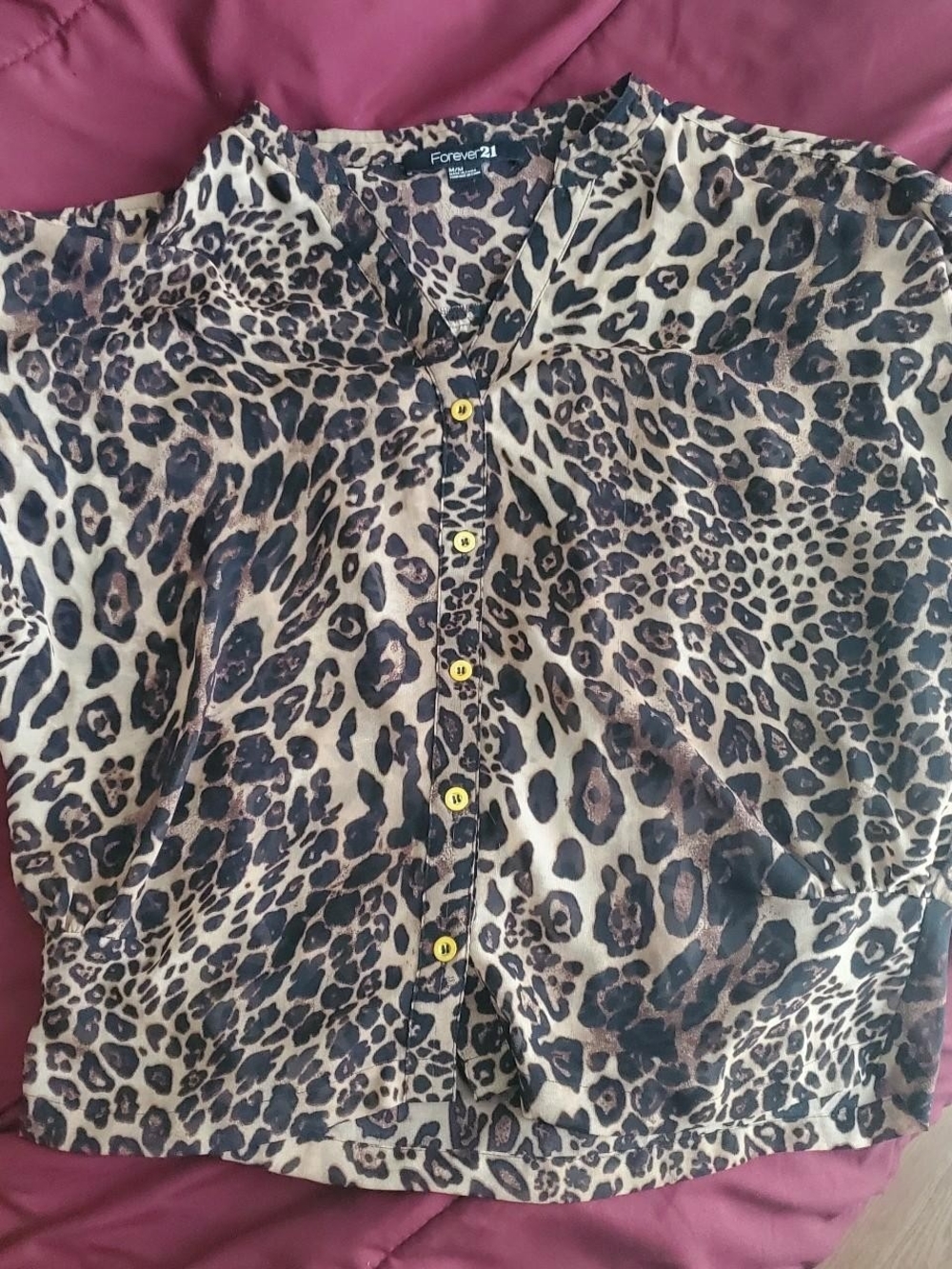 Forever 21 Leopard Print Button-Down Blouse
